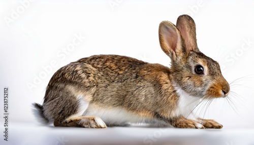japanese cottontail rabbit in herbal pose remoted on white background photograph realistic