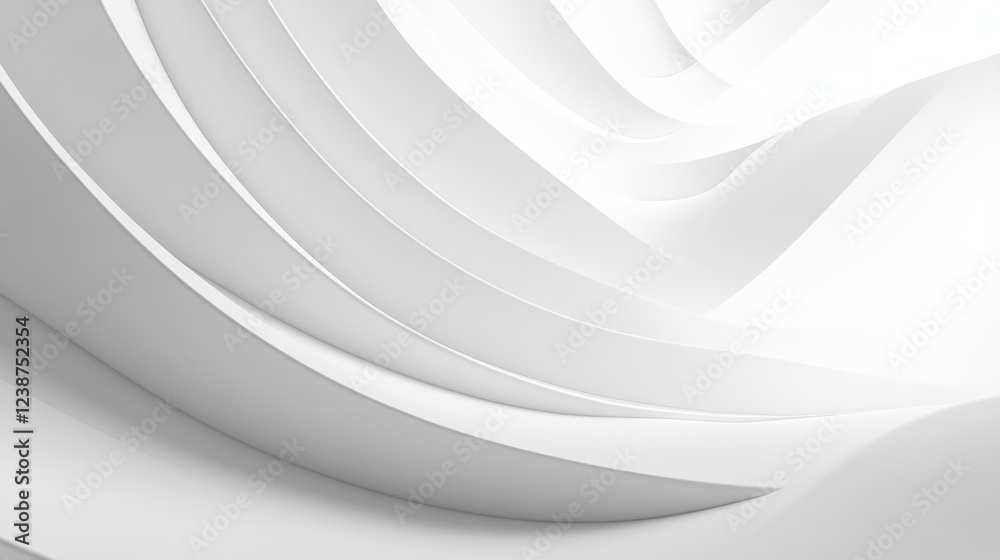 Fototapeta premium White Abstract Geometric Waves Minimalist Curves and Smooth Shapes in a Modern Design