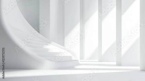 White Archway Leading to Sunlit Interior Space With Steps And Light Streaks