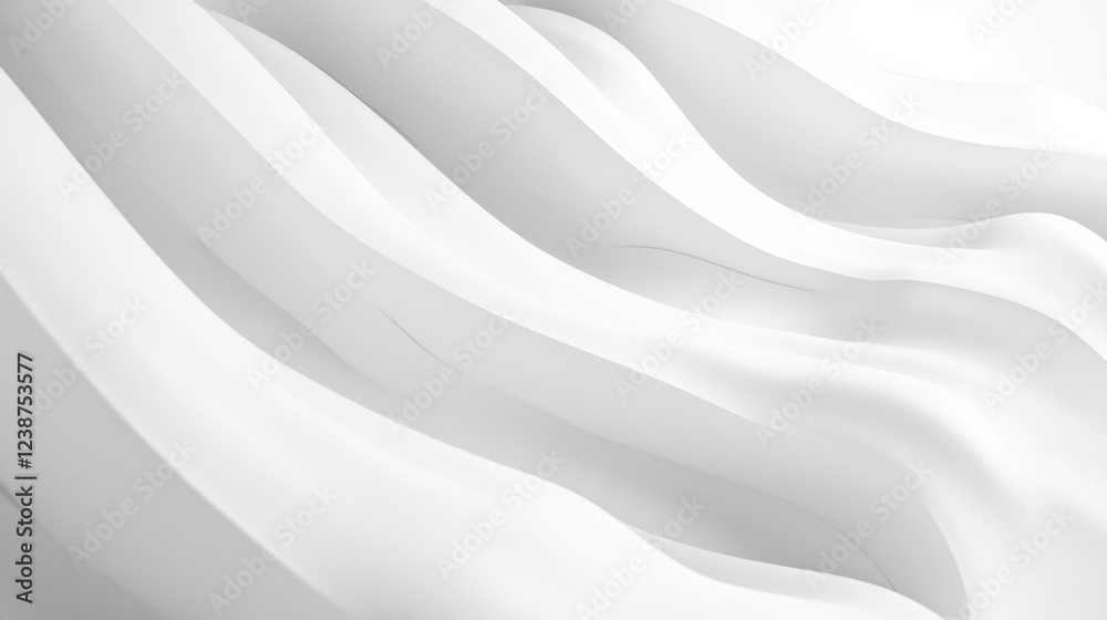 Obraz premium White Smooth Curved Waves Abstract Background Subtle Texture Minimalistic Modern 3D Rendering