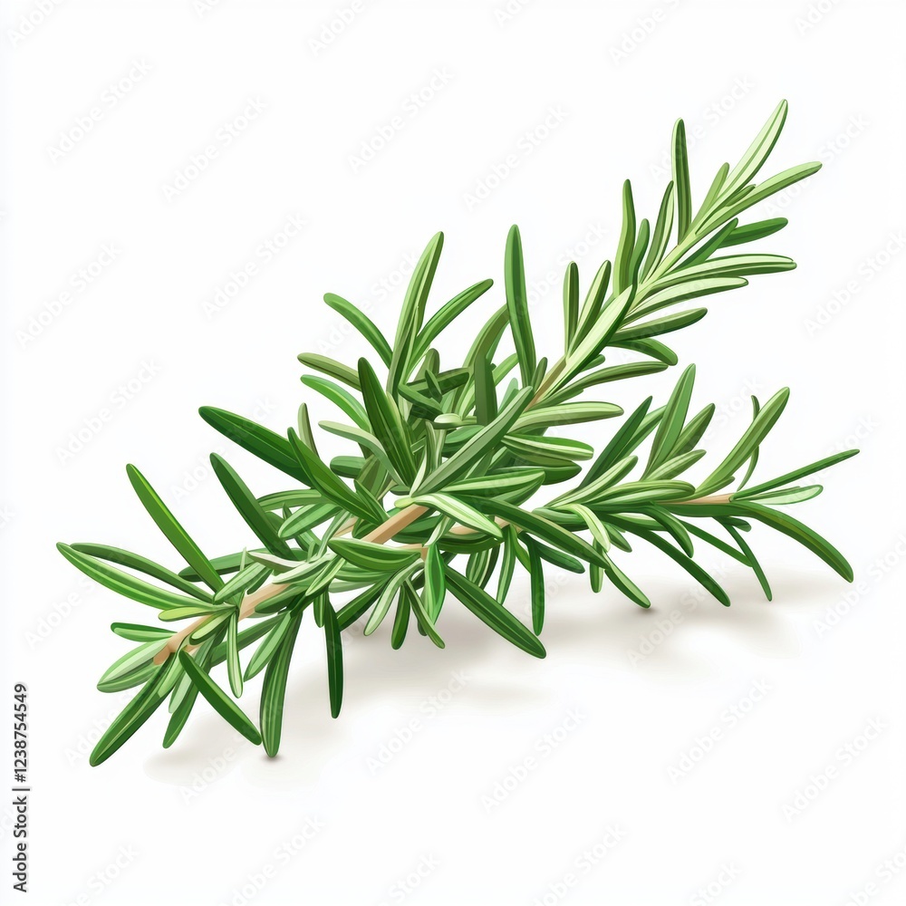 Naklejka premium Fresh rosemary sprigs with a burst of herbal essence, isolated on white background
