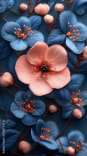 traditional embroidery flower poster background photo