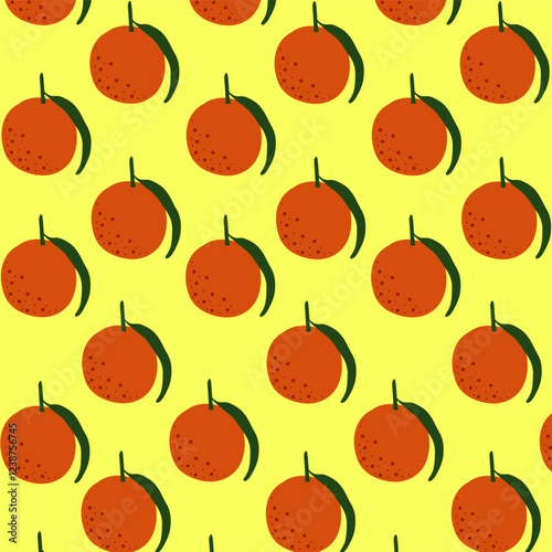 vector seamless pattern with orange tangerines