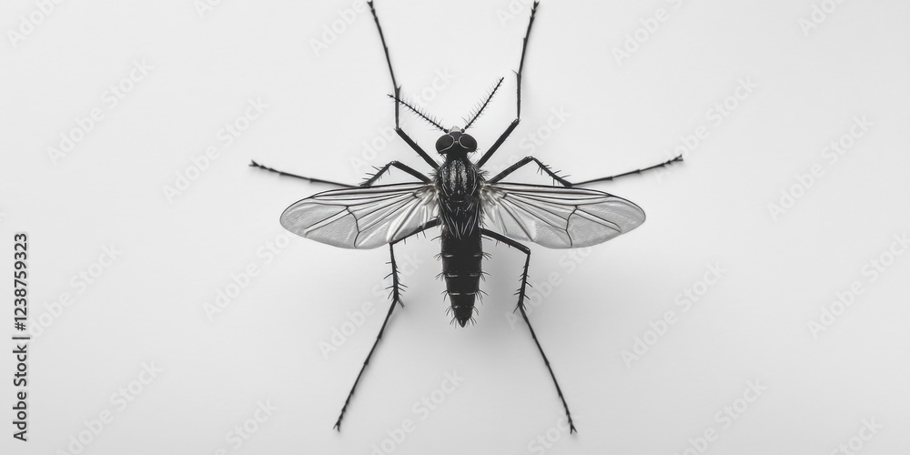 A close-up photo of a mosquito in black and white A close-up photo of a mosquito in black and white