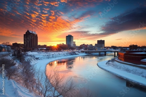 Captivating evening scene of Rochester, Minnesota’s downtown area. photo