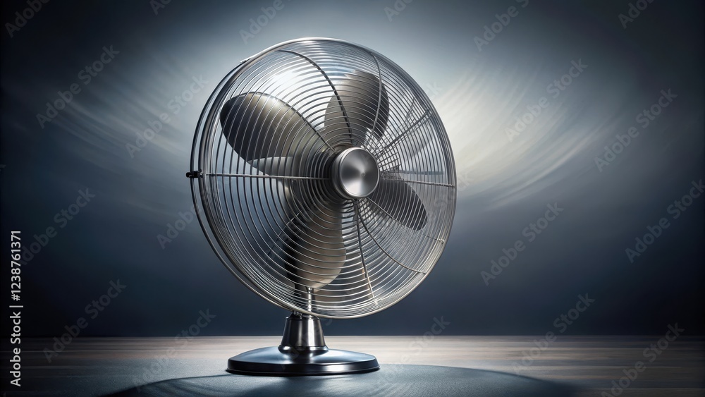 Fan spinning rapidly with a sense of urgency, whirling blades, whirlwind motion Fan spinning rapidly with a sense of urgency, whirling blades, whirlwind motion