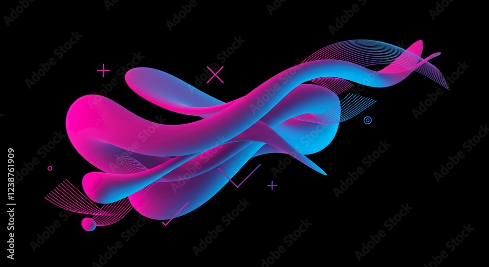 Obraz premium Abstract Pink Blue Swirls Fluid Dynamic Design Neon Gradient Background