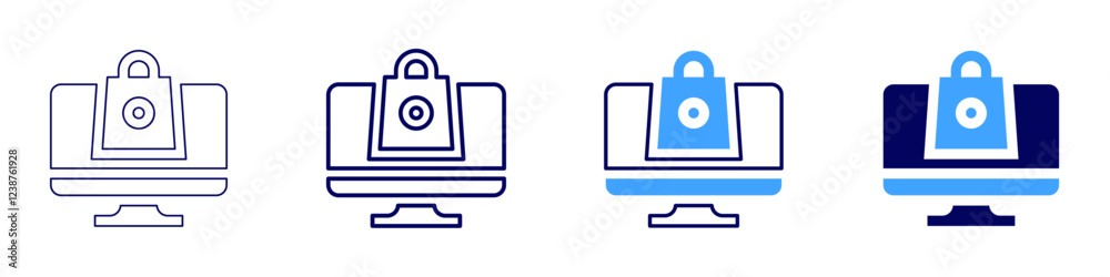 Fototapeta premium New online store launches icon in 4 different styles. Thin Line, Line, Bold, and Bold Line. Duotone style. Editable stroke