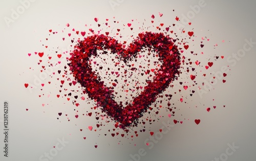 Wallpaper Mural Heart-shaped confetti explosion creating a festive Valentines Day atmosphere with a stylish blank space for text Torontodigital.ca