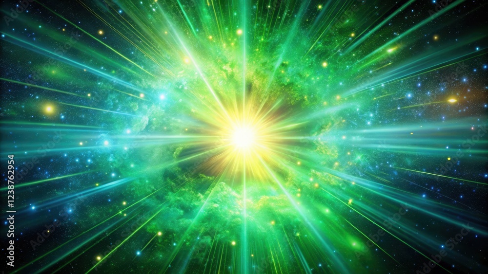 Colorful green energy explosion in space with starry background and soft glow effect, cosmic, radiant, cosmic, radiant,abstract Colorful green energy explosion in space with starry background and soft glow effect, cosmic, radiant, cosmic, radiant,abstract