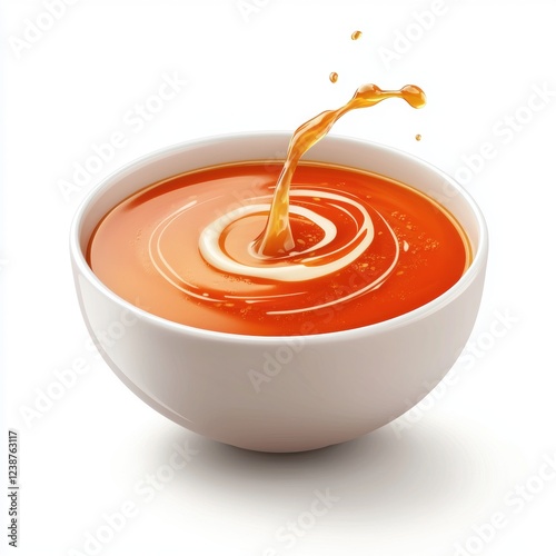 Wallpaper Mural Hearty Bowl of Tomato Soup with a Splash of Cream Swirl, Isolated on White Background Torontodigital.ca