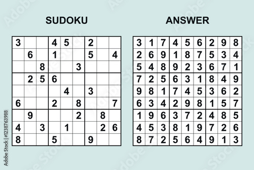 vector sudoku with answer 482, puzzle game with numbers