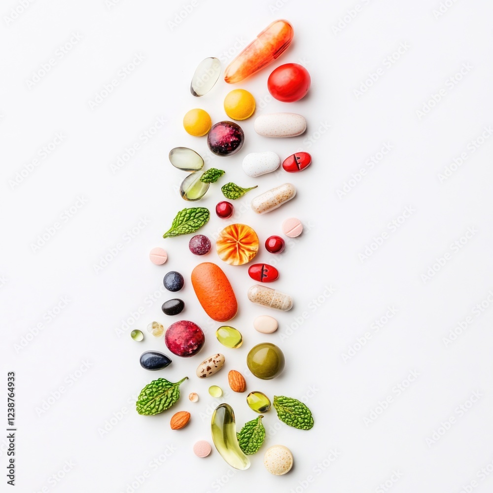 A colorful arrangement of fruits and vegetables on a white surface A colorful arrangement of fruits and vegetables on a white surface