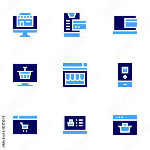 Wallpaper Mural Online shopping icon set. Bold style. Duotone colors. online payment, buy, online shop, ecommerce, marketplace, online shopping, banking Torontodigital.ca