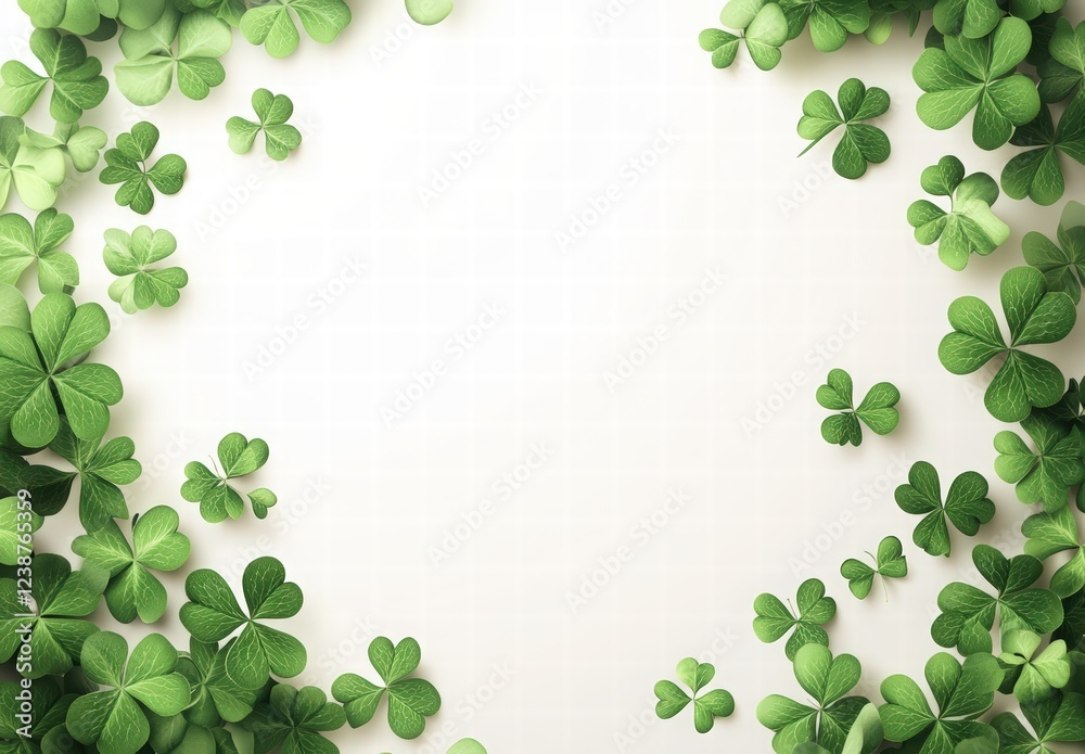 St. Patrick's Day, Happy St. Patrick's Day background with shamrock leaves on a white banner template. Greeting card design for St. Patrick's Day celebration. green clover isolated on a white backdrop St. Patrick's Day, Happy St. Patrick's Day background with shamrock leaves on a white banner template. Greeting card design for St. Patrick's Day celebration. green clover isolated on a white backdrop