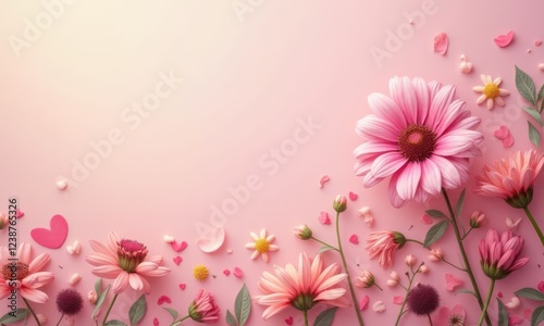 Pink background with border of pink flowers