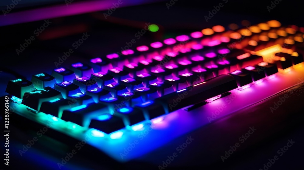 Working with a vibrant neon keyboard enhances the gaming experience. Working with a vibrant neon keyboard enhances the gaming experience.