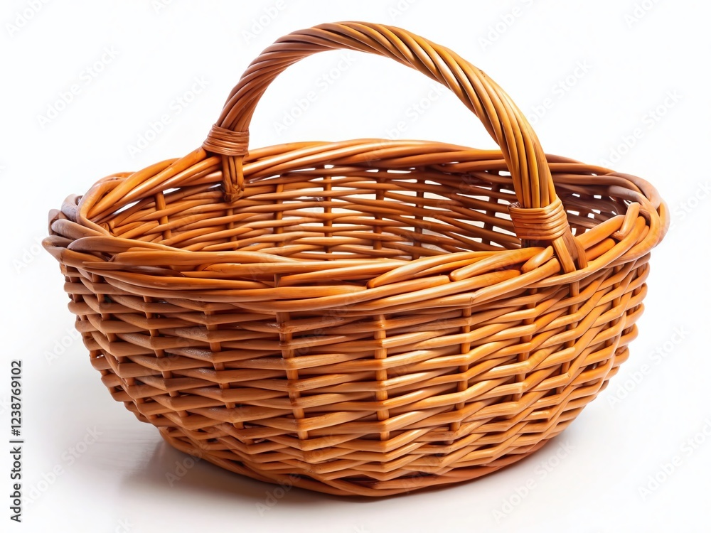 Obraz premium Empty Woven Basket on White Background - Rustic Still Life Photography