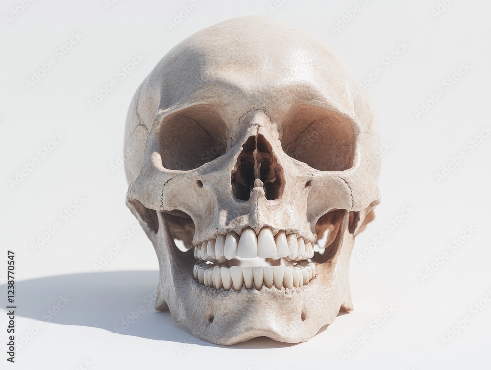 A detailed model of a human skull, ideal for educational purposes. A detailed model of a human skull, ideal for educational purposes.