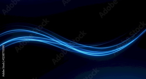 Abstract Blue Light Waves Swirling Energy Dark Background
