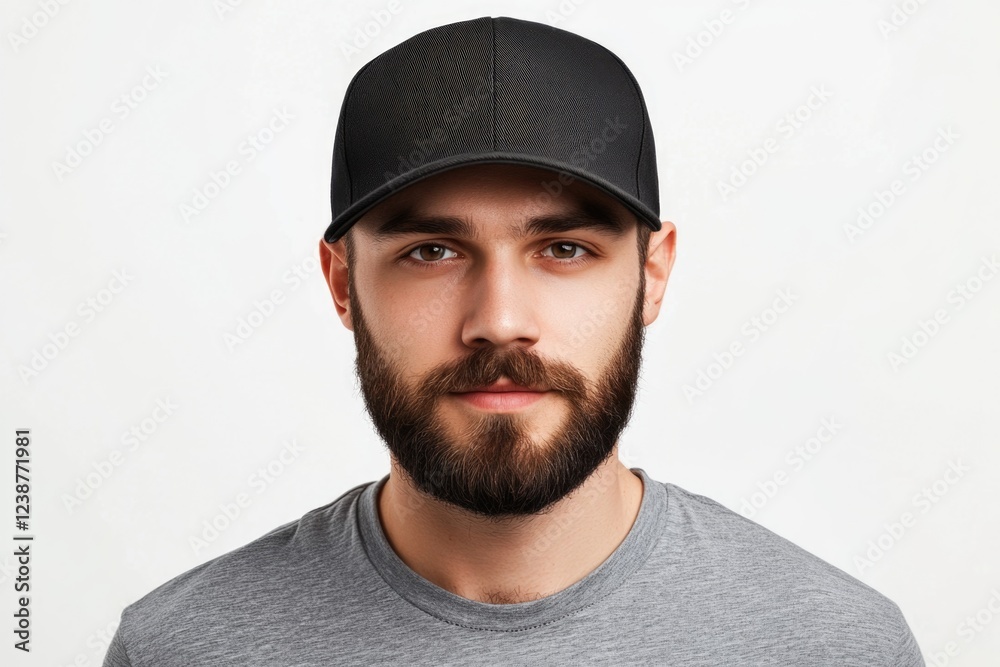 A person with a beard and a baseball cap, suitable for various uses A person with a beard and a baseball cap, suitable for various uses
