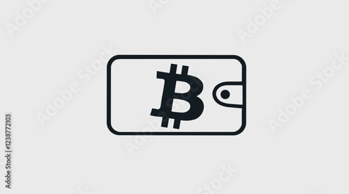 Bitcoin wallet icon, Blockchain transaction symbol