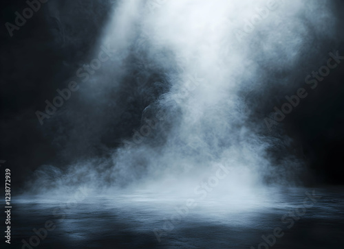 Mysterious Foggy Scene: Dark Abstract Background with Light Beam