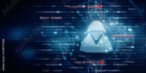 2d illustration Cyber crime and internet privacy hacking. Network security, Cyber attack, Computer Virus, Ransomware, and Malware Concept
