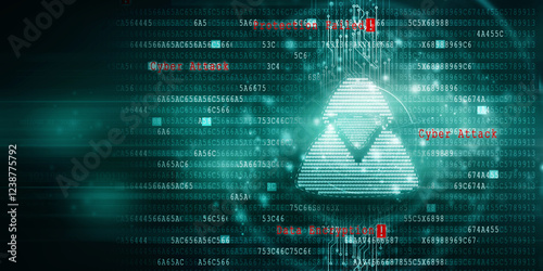 2d illustration Cyber crime and internet privacy hacking. Network security, Cyber attack, Computer Virus, Ransomware, and Malware Concept
