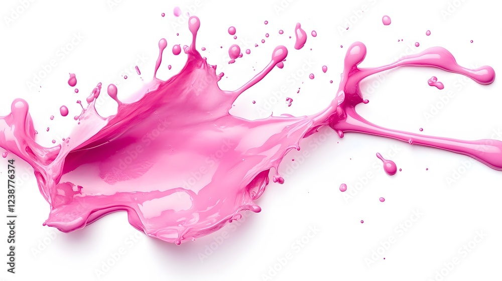 Vibrant pink paint fluid flowing on a white background, creates a visual effect, generative AI Vibrant pink paint fluid flowing on a white background, creates a visual effect, generative AI