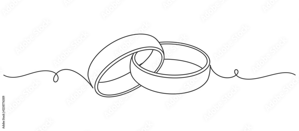Pair of Wedding ring line art style vector illustration