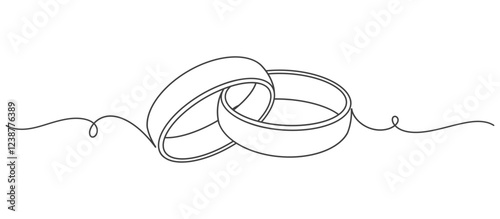 Pair of Wedding ring line art style vector illustration