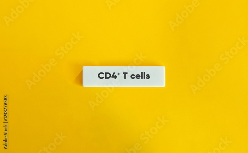 CD4+ T cells Banner and Concept. Text on Block Letter Tile on Yellow Background. Minimal Aesthetic. photo