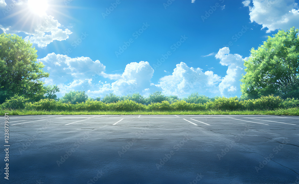 Fototapeta premium Empty Parking Lot on a Sunny Day