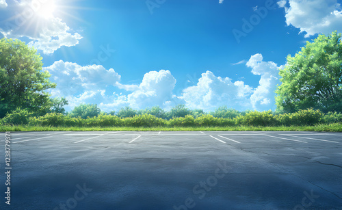 Fototapeta Naklejka Na Ścianę i Meble -  Empty Parking Lot on a Sunny Day