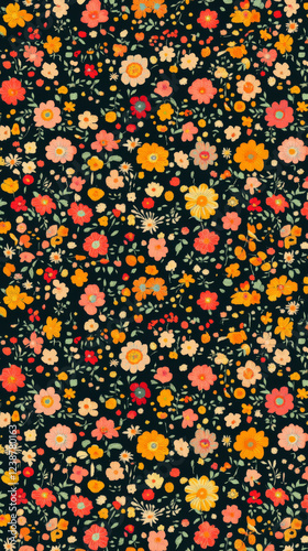 Colorful floral pattern with vibrant flowers
