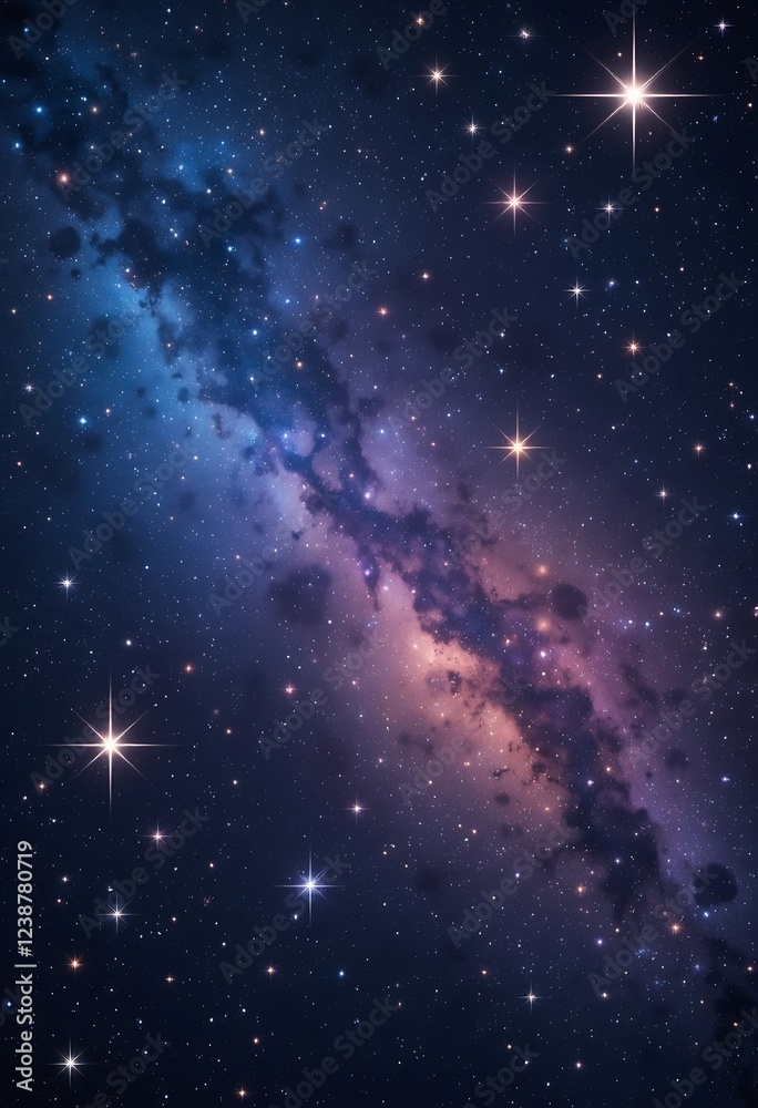 Obraz premium Celestial Night Sky Displaying Stars and Nebulae