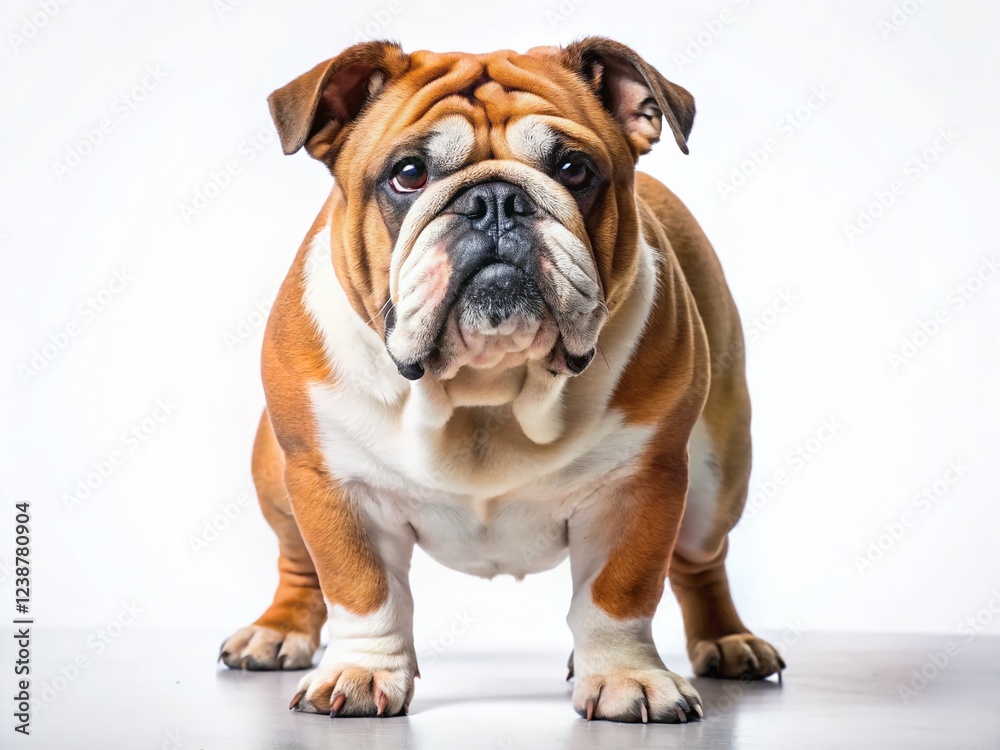 English Bulldog Dog Posing Front View Isolated White Background Stock Photo English Bulldog Dog Posing Front View Isolated White Background Stock Photo
