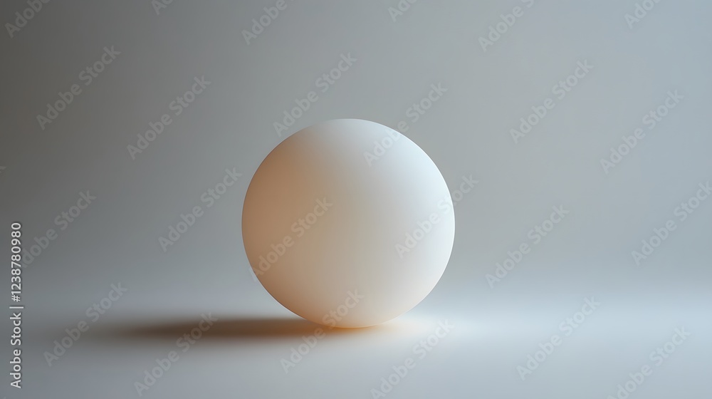 25. A white ping pong ball with a soft glow, resting on a white backdrop 25. A white ping pong ball with a soft glow, resting on a white backdrop
