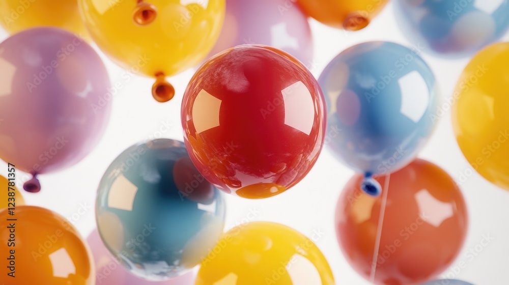 A group of colorful balloons are drifting through the air, creating a whimsical and playful atmosphere A group of colorful balloons are drifting through the air, creating a whimsical and playful atmosphere