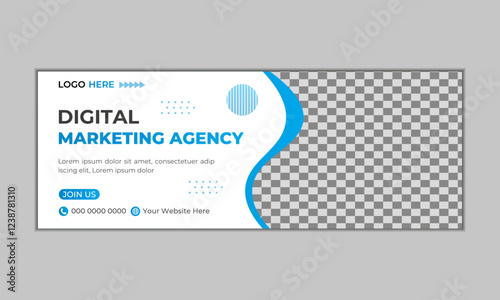 Professional Modern Facebook Cover Design, corporate social media cover design, blue color design with unique shapes.