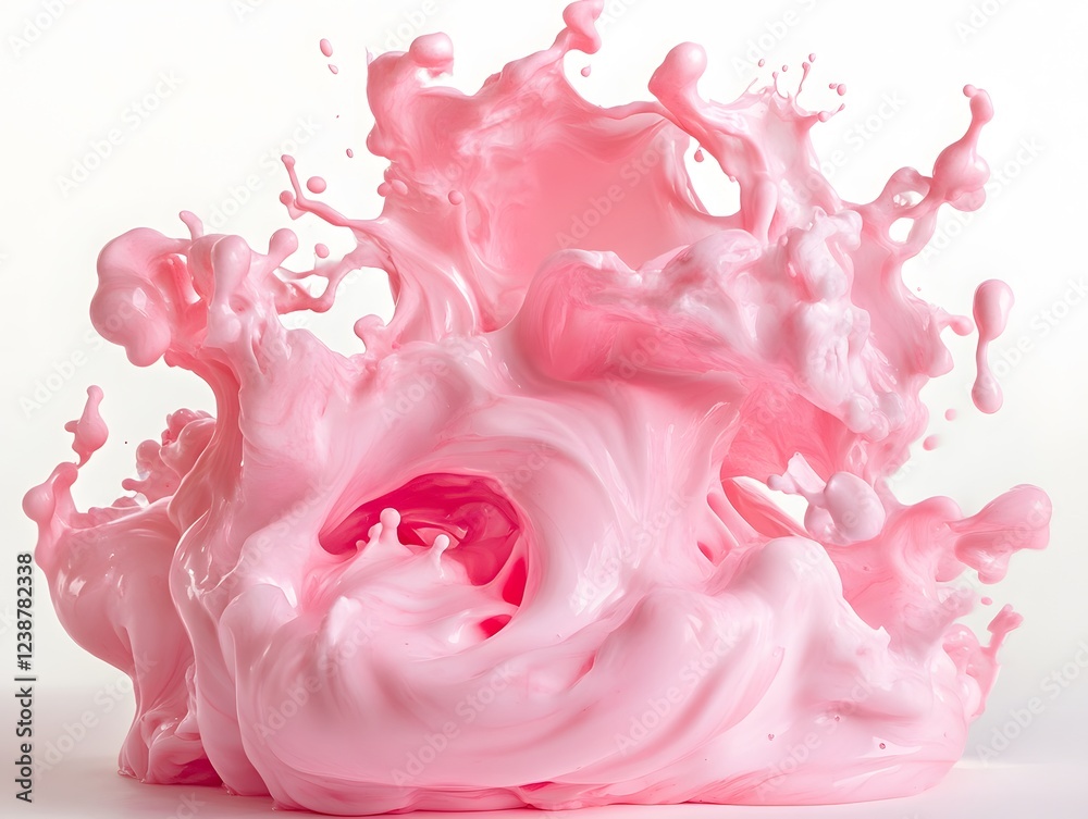 custom made wallpaper toronto digitalVibrant pink paint fluid flowing on a white background, creates a visual effect, generative AI