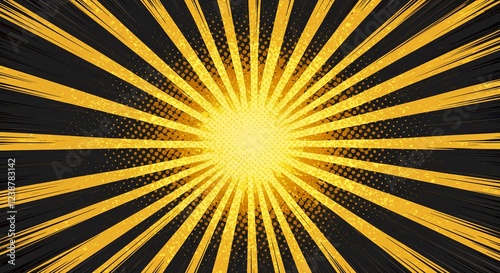 Gold Black Comic Book Sunburst Background Design
