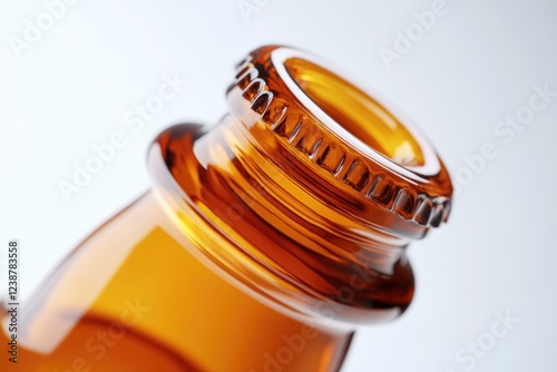 A clear glass bottle with a foamy head and condensation on the outside, often used in food or beverage related contexts photo