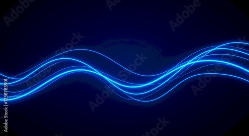 Abstract Blue Glowing Waves Energy Technology Background