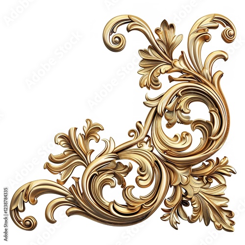 A gold antique ornamental corner set against a vibrant backdrop, Generative AI.