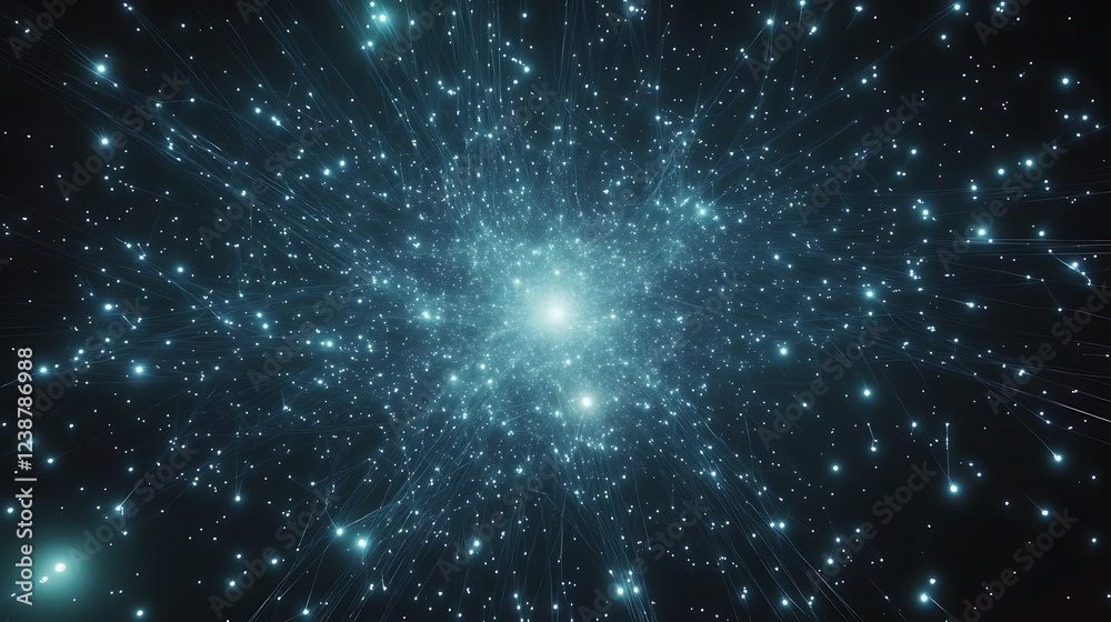 Obraz premium A mesmerizing cosmic scene featuring a burst of glowing stars and light, creating an ethereal atmosphere reminiscent of deep space.