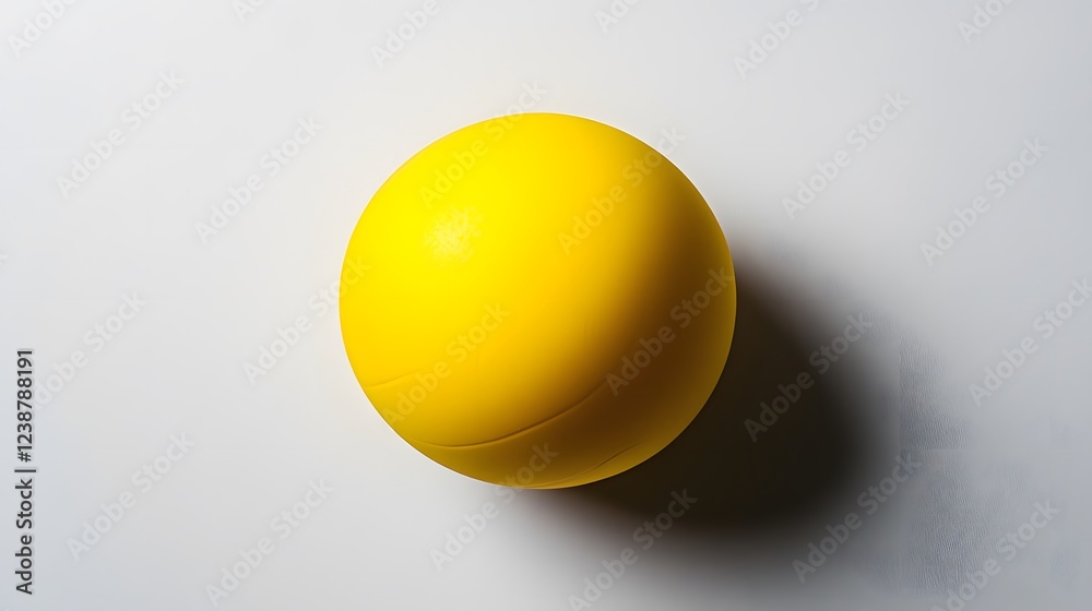 70. A round yellow handball ball, simple and sleek, centered on a white backdrop 70. A round yellow handball ball, simple and sleek, centered on a white backdrop