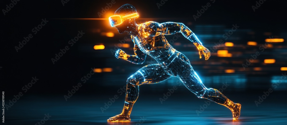 Fototapeta premium Virtual Runner in Digital Space