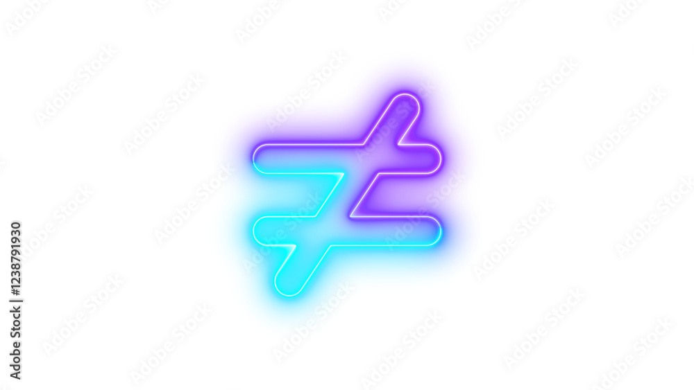 Neon not equal icon cyan purple color glowing with transparent background Neon not equal icon cyan purple color glowing with transparent background